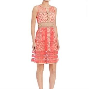Jonathan Simkhai Bubble Embroidered Shift Dress Neon Pink- Nude Size 4